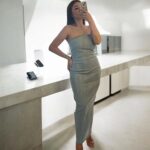 Açık mavi straplez model kot elbise